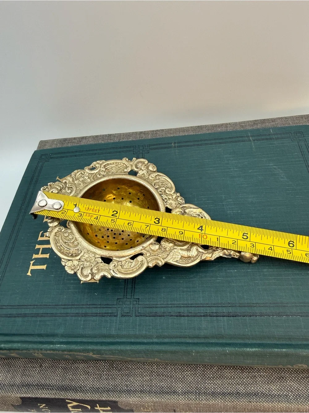 Antique Metal Tea Stainer Ornate Design with Cherubs